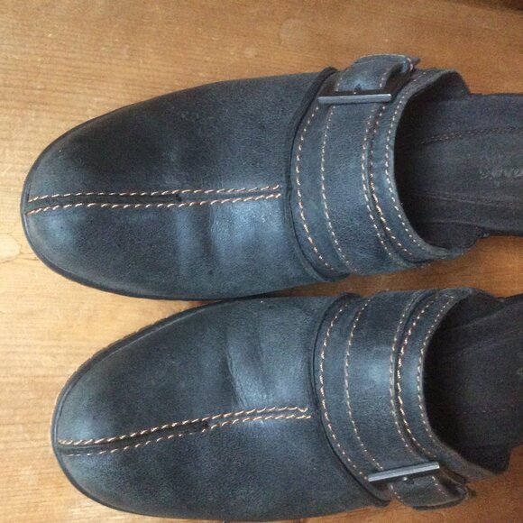 Clarks Charcoal Mules with Strap Accent - Picture 6 of 6